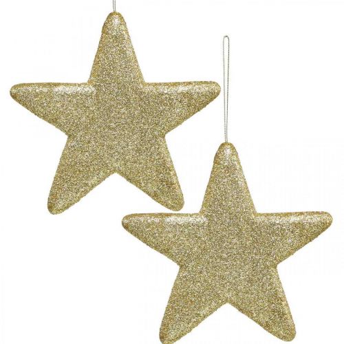 Floristik24 Karácsonyi dekoráció csillag medál arany glitter 18,5cm 4db