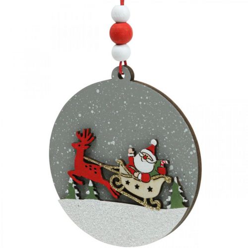 tételeket Karácsonyi medál kerek fa dekoráció felakasztható Ø8,5cm 6db