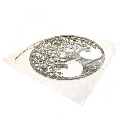 Floristik24 Ablakdísz rugós, függő dekoráció fém fa szürke Ø25cm 2db