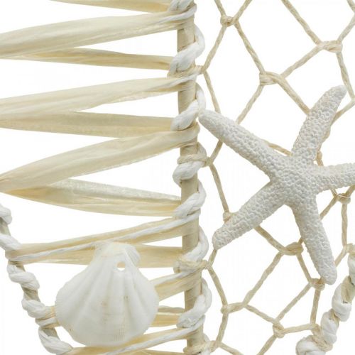 Floristik24 Dekoratív hal kagylódíszítéssel, tengeri dekorációval, akasztható hal fehér 38cm