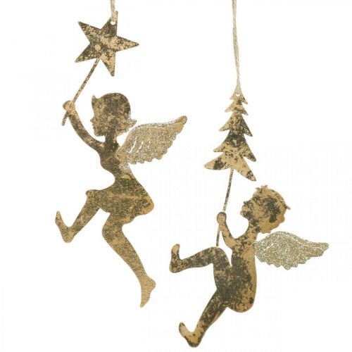 tételeket Angyal medál arany, karácsonyi angyal dekoráció H20/21,5cm 4db