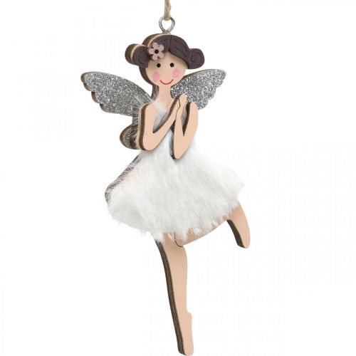 Floristik24 Akasztható tündérek, tavaszi dekoráció, elf dekoráció, fa medál rózsaszín, türkiz, fehér H10-11,5cm 9db