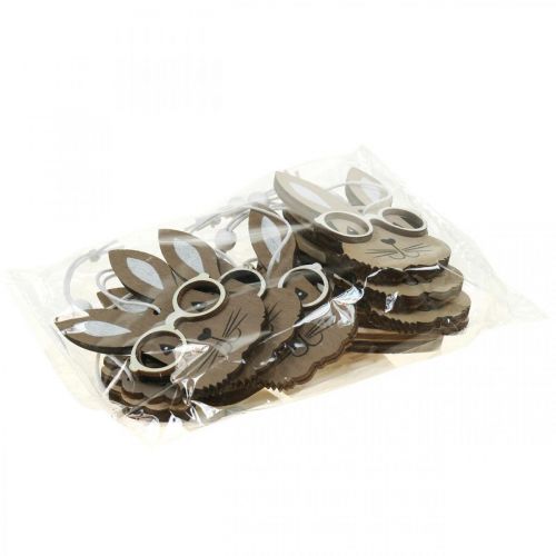 tételeket Fa medál nyúl szemüveggel sárgarépa barna bézs 4×7,5cm 9db