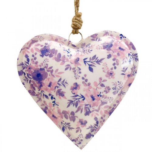 Floristik24 Deco medál fém szív dekó virágok 16x16x2,5cm 3db