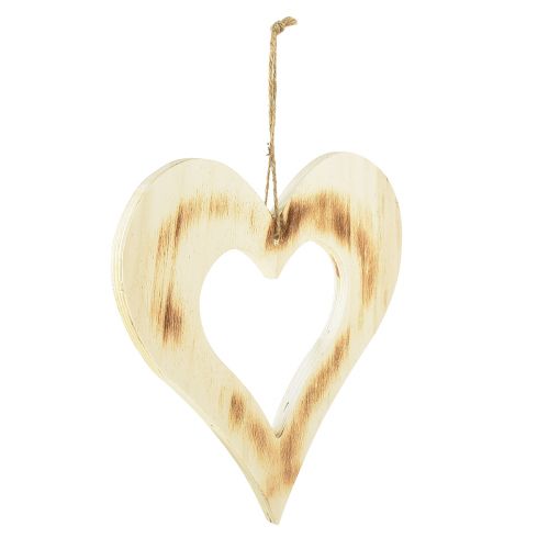 Floristik24 Dekoratív szív fa dekoratív szív szívben égetett natúr 25x25cm