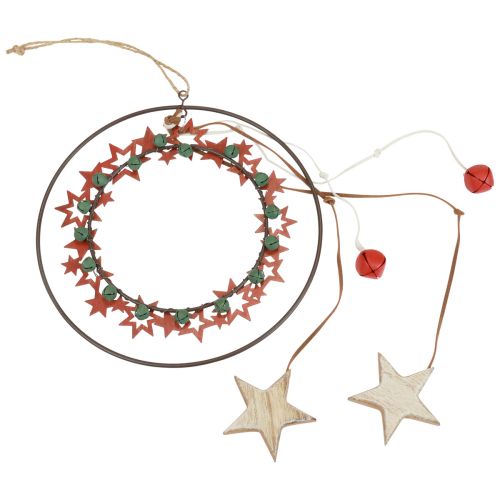 tételeket Függesztett dekoráció Karácsonyi díszgyűrű fém fa vintage Ø19cm