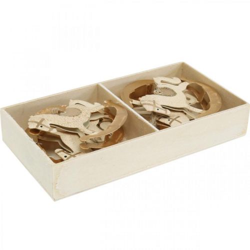 Floristik24 Deco Rocking Horse karácsonyi fém krém barna 6db