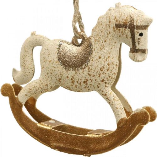 Floristik24 Deco Rocking Horse karácsonyi fém krém barna 6db