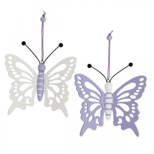 tételeket Deco fogas pillangók fa lila/fehér 12×11cm 4db