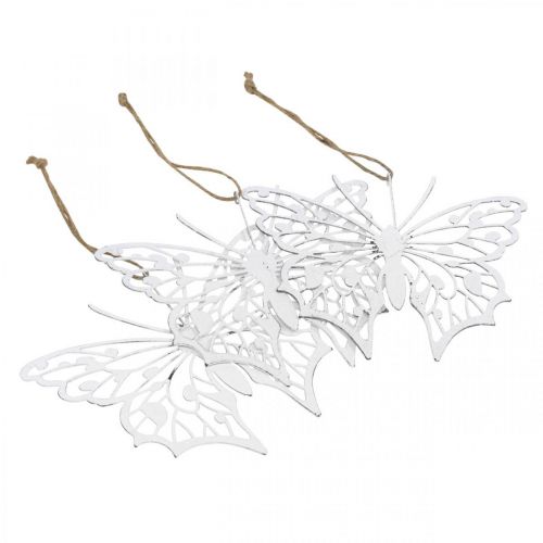 tételeket Pillangó dekoráció függő vintage fém dekoráció fehér 15×12cm 3 db