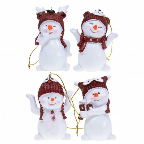 Karácsonyfadíszek akasztható hóember 8cm 4db