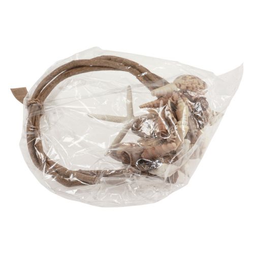 tételeket Dekoratív gyűrű fa tengeri csigaház dekoráció natúr Ø25cm