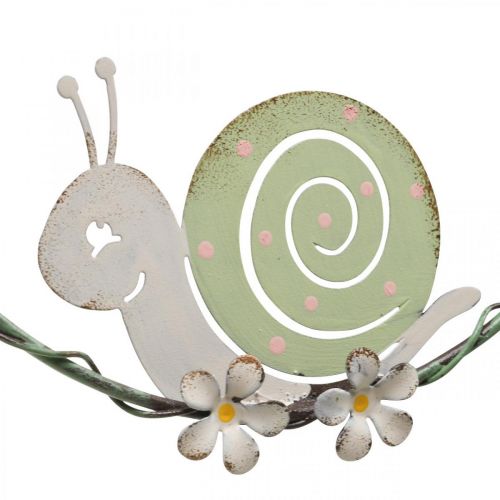 Floristik24 Díszgyűrű csigával, rugós díszítéssel, fém díszítéssel zöld / rózsaszín Ø14,5cm 2 db-os készlet