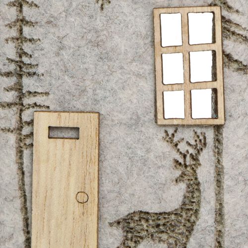 tételeket Karácsonyi díszes filc házak, bézs, 15 cm, 6 db-os szett