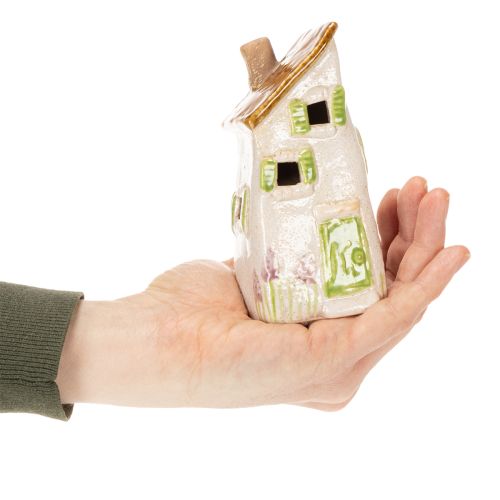 tételeket Rusztikus kerámia házikó élénk LED világítással, ideális hangulatos asztaldísznek, 15 cm, 2 darab