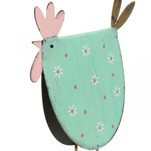 Floristik24 Dekoratív kakas fém dekoráció húsvéti türkiz, arany H18,5cm