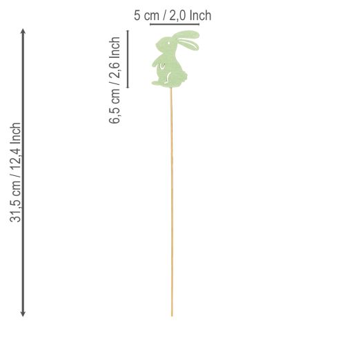 tételeket Dekoratív nyulak pálcán, mint grafikai kiegészítők asztalokra és virágtartókra, 31,5 cm, 16 darab