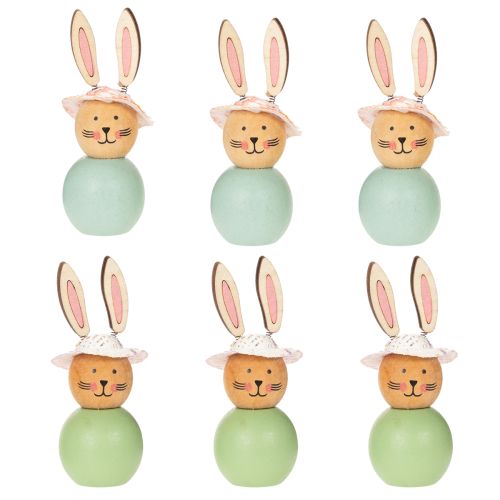 tételeket Húsvéti Nyuszi Fa Figura, Tavaszi Dekoráció, Lakberendezési Kiegészítő, Mentazöld, 9cm, 8 Darab