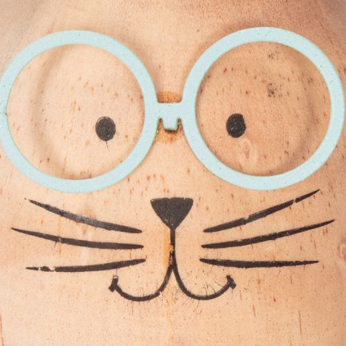 tételeket Fából készült nyuszi dekoratív figurák arcokkal, játékos kiegészítők asztalokra és polcokra, 14 cm, 3 darab