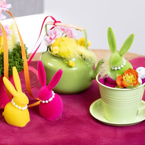 tételeket Húsvéti nyuszi díszfigura gyöngy nyaklánccal, tökéletes nappaliba vagy hálószobába, 13 cm, 4 darab