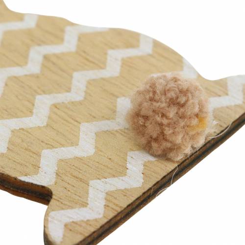 Floristik24 Húsvéti nyuszi akasztható krémszínű, barna, natúr fa válogatott H11,5cm 6db