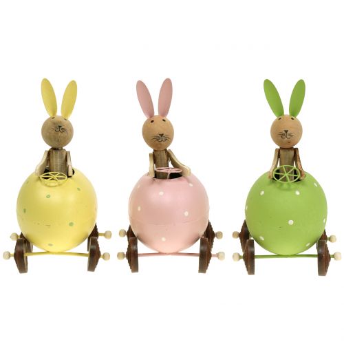 Floristik24 Nyuszi a tojáskocsiban 15cm x 8cm x 7,5cm 3db