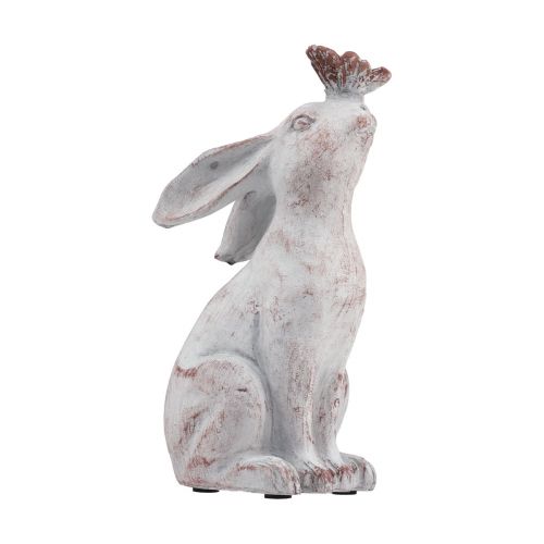 Floristik24 Nyúl ülő műkő pillangó dekoráció 14×10,5×26cm