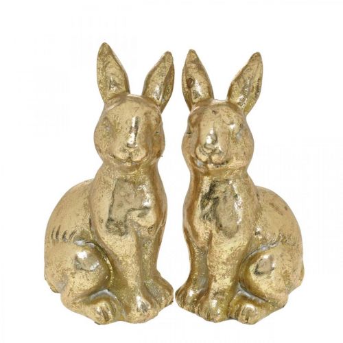 tételeket Nyuszi arany dekoráció ülő antik megjelenés Húsvéti nyuszi H12,5cm 2db