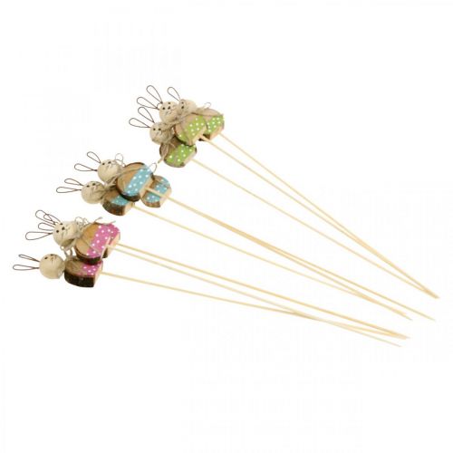 Floristik24 Nyuszi virágdugó fa rozsda dekoráció Húsvéti nyuszi pálcán 8cm 9 db