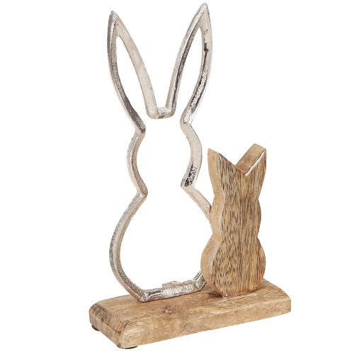 Dekoratív Rabbit Metal &amp; Wood – Modern húsvéti figura natúr kivitelben 22cm 2 db