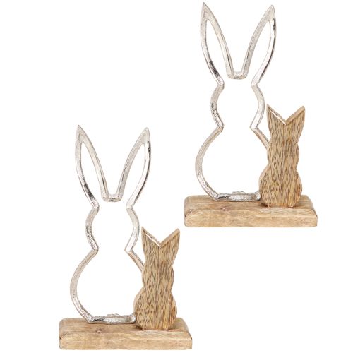 tételeket Dekoratív Rabbit Metal & Wood – Modern húsvéti figura natúr kivitelben 22cm 2 db