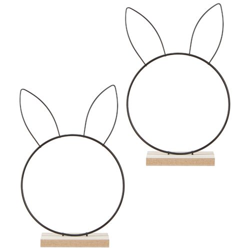 tételeket Nyúl Dekorációs Gyűrű Fém Fa Natúr Fekete Ø20cm 2db