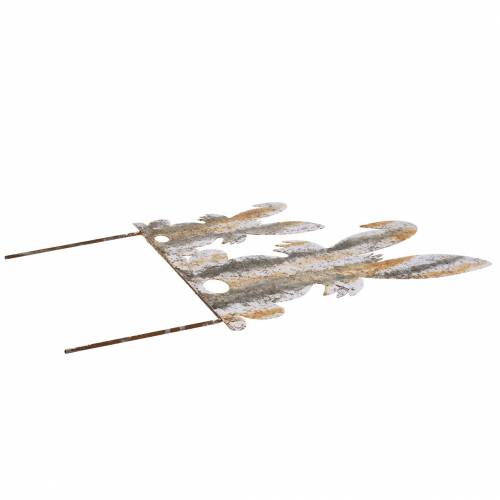 Floristik24 Húsvéti dekorációs nyuszi gyerekkel, rozsda nyír kinézetű fém 25 × 32 cm