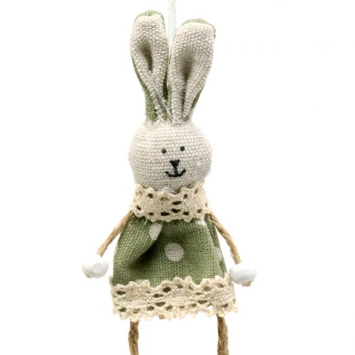 Floristik24 Nyuszi szövet rózsaszín/zöld felakasztáshoz 12cm 6db