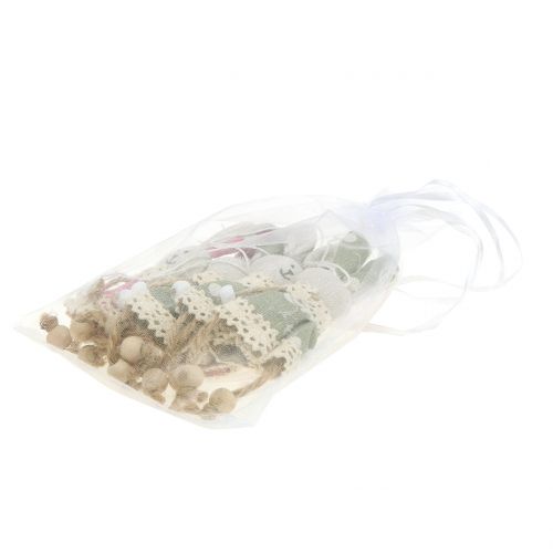 Floristik24 Nyuszi szövet rózsaszín/zöld felakasztáshoz 12cm 6db