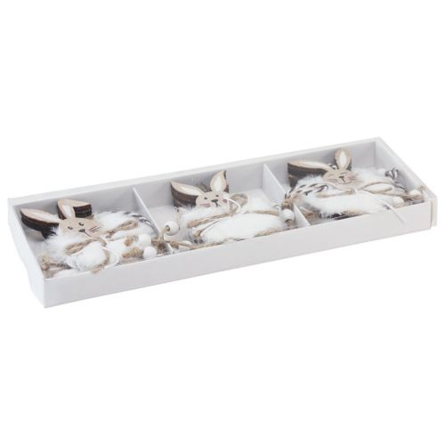 tételeket Nyuszik dekoratív fából készült nyuszik natúr fehér 5cm×12cm 6db akasztáshoz