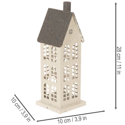 Dekoratív fémház ablakokkal és kandallóval, 28 cm | Floristik24.hu
