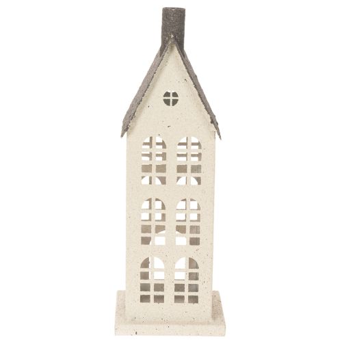 Dekoratív fémház ablakokkal és kandallóval, 28 cm | Floristik24.hu