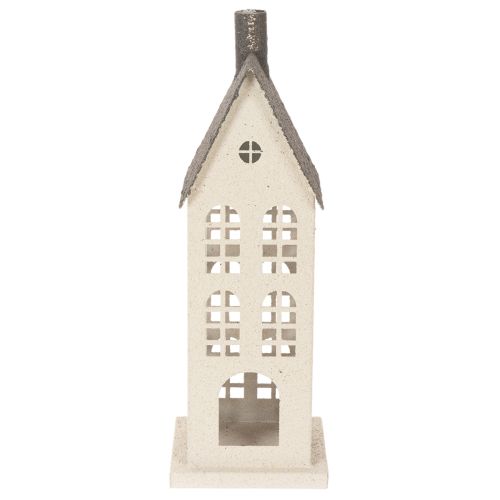 Dekoratív fémház ablakokkal és kandallóval, 28 cm | Floristik24.hu