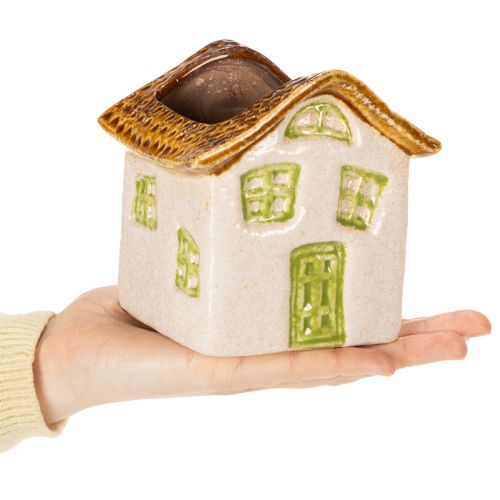 tételeket Kerámia házikó alakú mécsestartó, rusztikus stílusban, otthonos hangulatért, 11cm