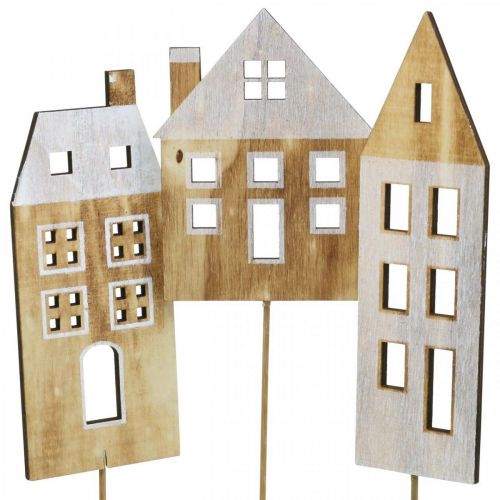 Floristik24 Házdísz dugó fa natúr, fehér fa dekoráció H12,5 / 17,5 / 20cm 6db