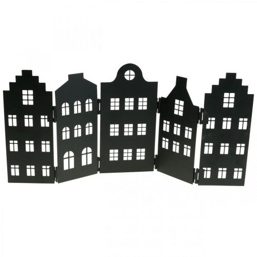 Floristik24 Deco ház fém fekete állvány városi sziluett 40 × 18cm