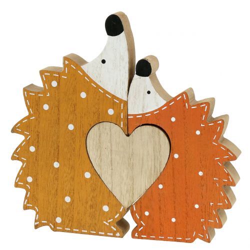 Floristik24 Őszi dekorációs sündisznó pár szívvel 15cm - 18cm