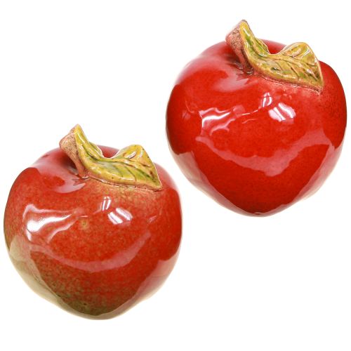 Floristik24 Őszi dekoráció kerámia alma asztaldísz piros zöld M9cm 2 db