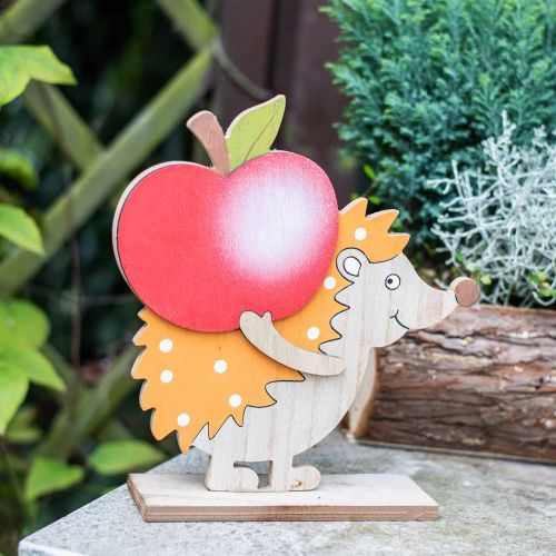 Floristik24 Őszi figura, sün almával és gombával, fa díszítéssel narancssárga / piros H24 / 23,5 cm-es 2 db-os szett