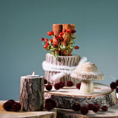 Floristik24 Fa gomba natúr / fehér H10cm