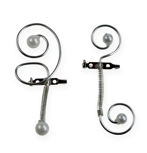 Gyöngyös esküvői kitűző, ezüst 8cm 24 db