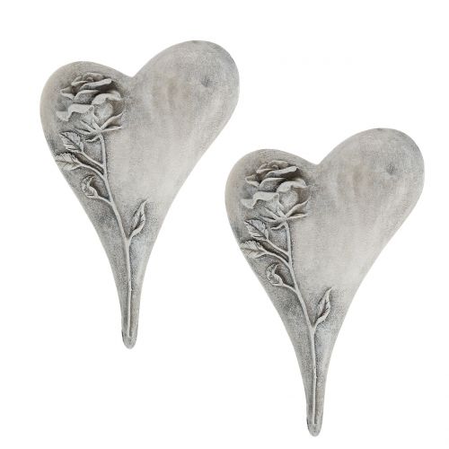 Floristik24 Szív rózsaszürkével 16,5cm x 10cm 2 db