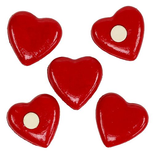 Floristik24 Ragasztható szív 3,5cm piros 24db