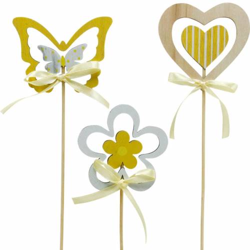 Floristik24 Dekoratív dugó pillangó virág és szív, tavaszi dekoráció, virágdugó, Valentin napi 9db